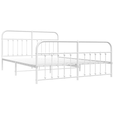 vidaXL Metal Bed Frame without Mattress with Footboard White 183x213 cm