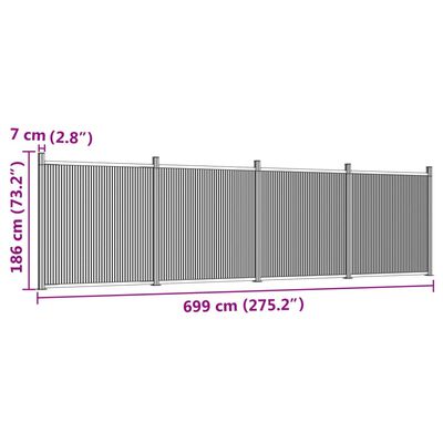 vidaXL Fence Panel Grey 699x186 cm WPC