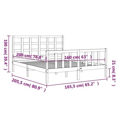 vidaXL Bed Frame without Mattress 160x200 cm Solid Wood Pine