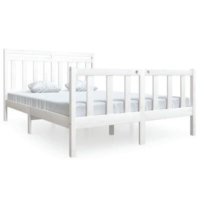 vidaXL Bed Frame without Mattress White Solid Wood 140x190 cm (810063+814095)