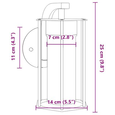 vidaXL Outdoor Wall Light Black Stainless Steel