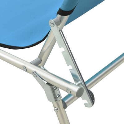 vidaXL Folding Sun Lounger with Canopy Steel Turquoise and Blue