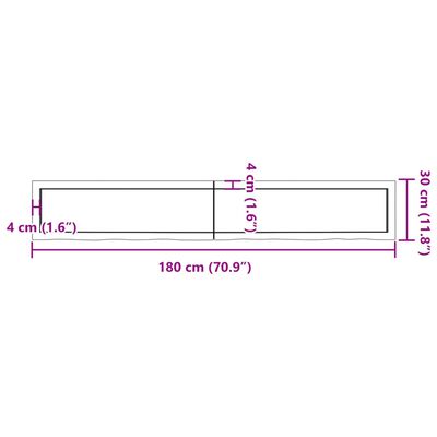 vidaXL Table Top 180x40x(2-6) cm Untreated Solid Wood Oak