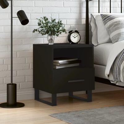 vidaXL Bedside Cabinet Black 40x35x47.5 cm Engineered Wood