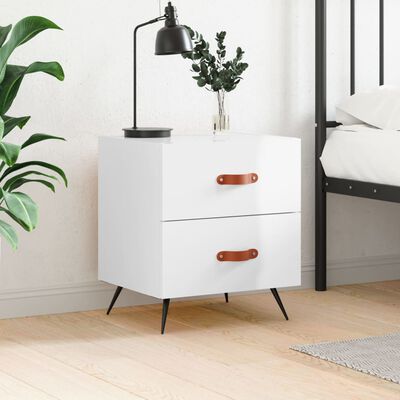 vidaXL Bedside Cabinet High Gloss White 40x35x47.5 cm Engineered Wood