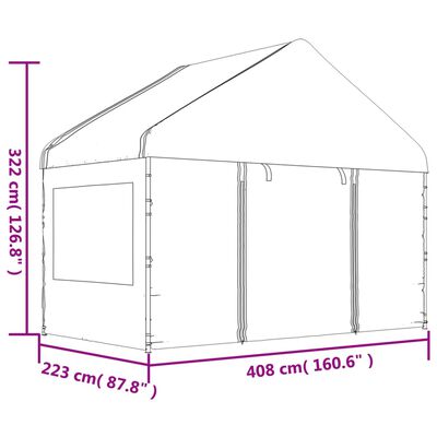 vidaXL Gazebo with Roof White 8.92x4.08x3.22 m Polyethylene