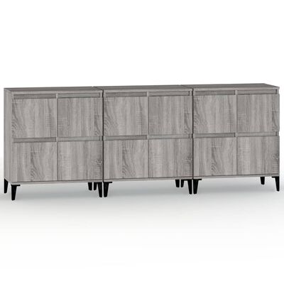 vidaXL Sideboards 3 pcs Grey Sonoma 60x35x70 cm Engineered Wood