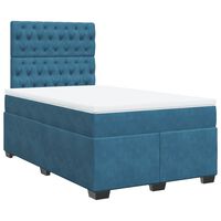 vidaXL Box Spring Bed with Mattress Blue 120x190 cm Small Double Velvet