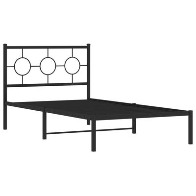 vidaXL Metal Bed Frame without Mattress with Headboard Black 100x190 cm