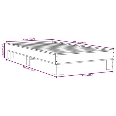 vidaXL Bed Frame without Mattress Smoked Oak 90x190 cm Single