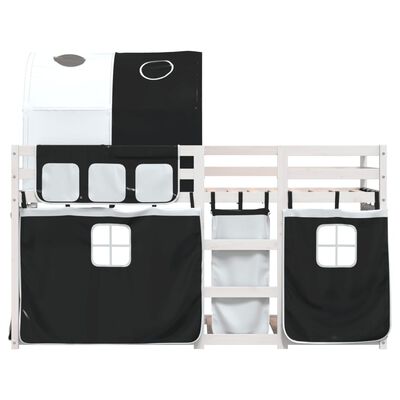 vidaXL Bunk Bed without Mattress White&Black 90x200 cm Solid Wood Pine