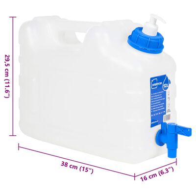 vidaXL Water Container with Tap and Soap Dispenser 10 L Plastic