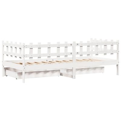 vidaXL Daybed with Drawers without Mattress White 90x200 cm Solid Wood