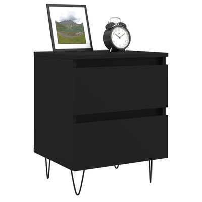 vidaXL Bedside Cabinets 2 pcs Black 40x35x50 cm Engineered Wood