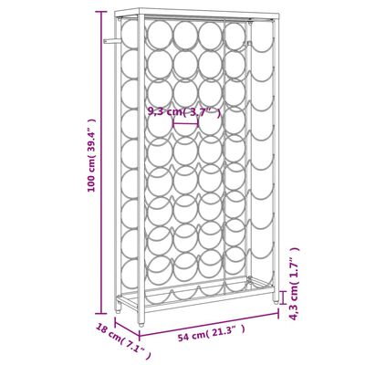 vidaXL Wine Rack for 45 Bottles Black 54x18x100 cm Wrought Iron