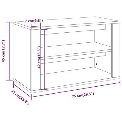 vidaXL Shoe Rack Black 75x35x45 cm Engineered Wood