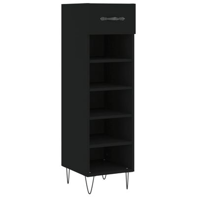 vidaXL Shoe Cabinet Black 30x35x105 cm Engineered Wood