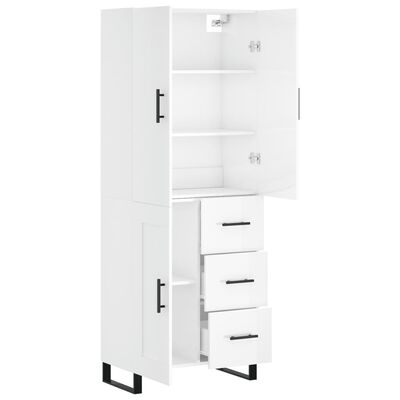 vidaXL Highboard High Gloss White 69.5x34x180 cm Engineered Wood