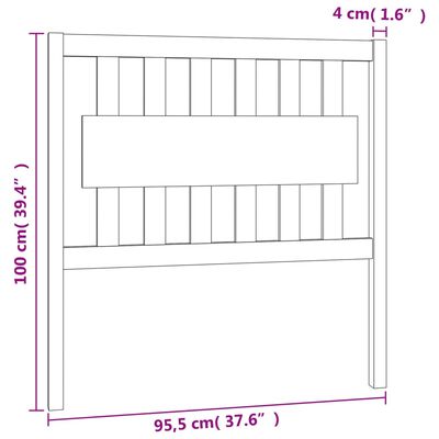 vidaXL Bed Headboard White 95.5x4x100 cm Solid Wood Pine