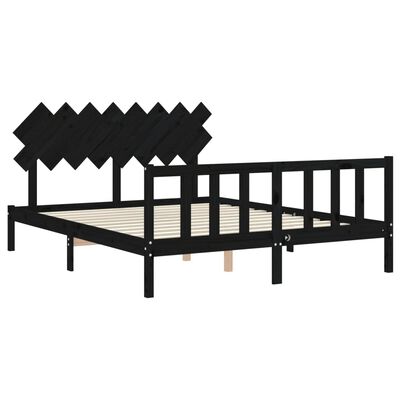 vidaXL Bed Frame without Mattress Black 160x200 cm Solid Wood Pine