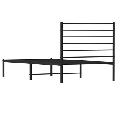 vidaXL Metal Bed Frame without Mattress with Headboard Black 90x190 cm Single