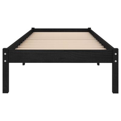 vidaXL Bed Frame without Mattress Black Solid Wood 90x200 cm