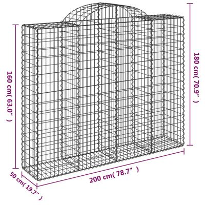 vidaXL Arched Gabion Baskets 7 pcs 200x50x160/180 cm Galvanised Iron