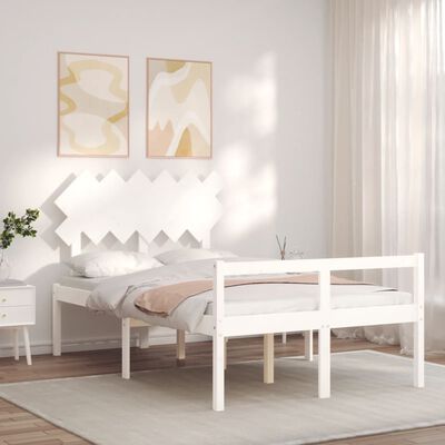 vidaXL Senior Bed without Mattress White Double Solid Wood