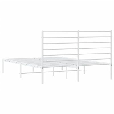 vidaXL Metal Bed Frame without Mattress with Headboard White 150x200 cm King Size