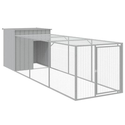 vidaXL Chicken Cage with Run Light Grey 110x405x110 cm Galvanised Steel