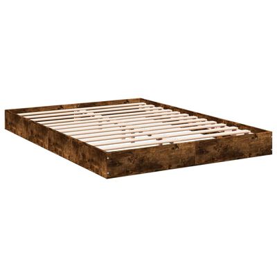 vidaXL Bed Frame without Mattress Smoked Oak 135x190 cm Double Engineered Wood