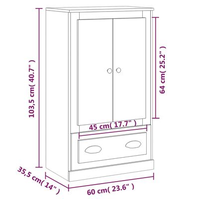 vidaXL Highboard High Gloss White 60x35.5x103.5 cm Engineered Wood