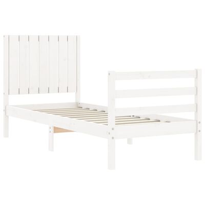 vidaXL Bed Frame without Mattress White Small Single Solid Wood