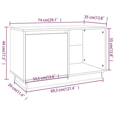 vidaXL TV Cabinet Honey Brown 74x35x44 cm Solid Wood Pine