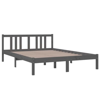 vidaXL Bed Frame without Mattress Grey Solid Wood 140x200 cm