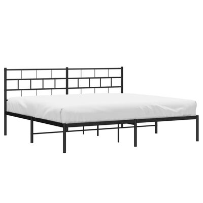 vidaXL Metal Bed Frame without Mattress with Headboard Black 183x213 cm