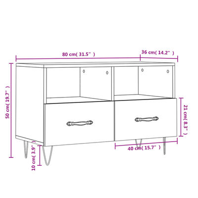 vidaXL TV Cabinet Black 80x36x50 cm Engineered Wood