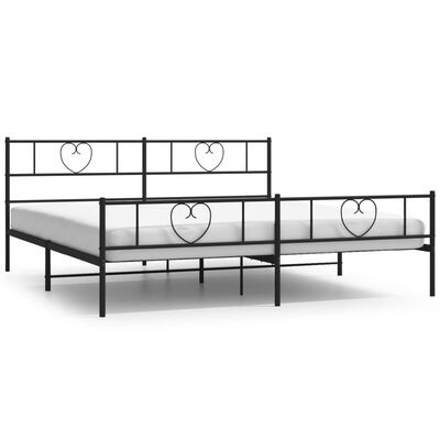 vidaXL Metal Bed Frame without Mattress with Footboard Black 193x203 cm