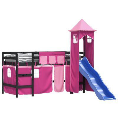 vidaXL Kids' Loft Bed with Tower without Mattress Pink 80x200 cm