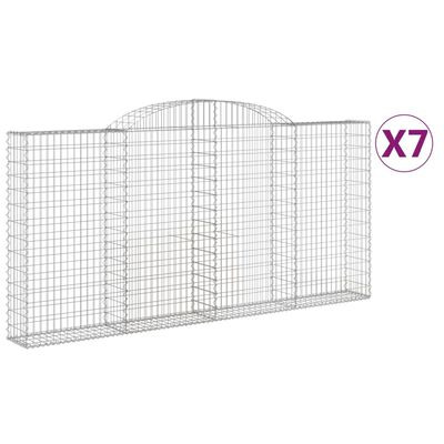 vidaXL Arched Gabion Baskets 7 pcs 300x30x140/160 cm Galvanised Iron