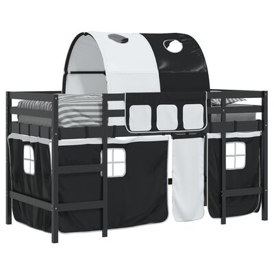 vidaXL Kids' Loft Bed with Tunnel without Mattress White&Black 90x200 cm