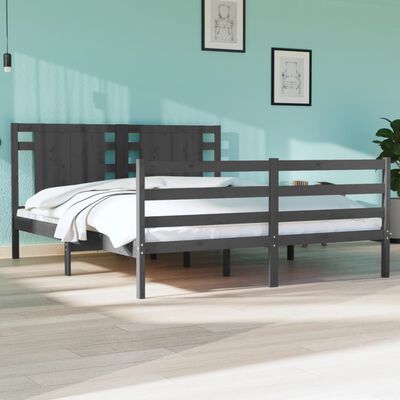 vidaXL Bed Frame without Mattress Grey 140x190 cm Solid Wood Pine