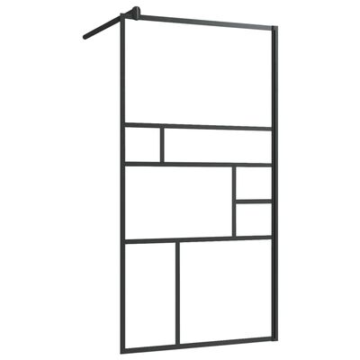 vidaXL Walk-in Shower Wall with Shelf Black 90x195 cm ESG Glass&Aluminium