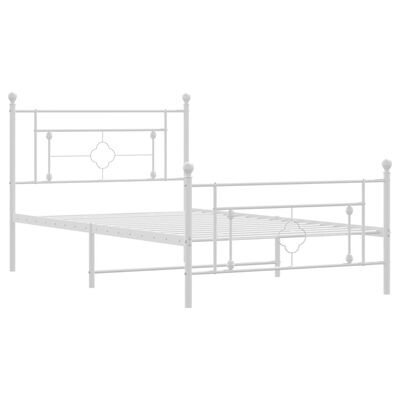 vidaXL Metal Bed Frame without Mattress with Footboard White 107x203 cm