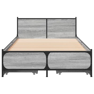 vidaXL Bed Frame with Drawers without Mattress Grey Sonoma 100x200 cm