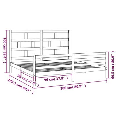 vidaXL Bed Frame without Mattress Honey Brown Solid Wood 200x200 cm (810453+814217)