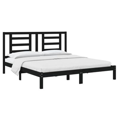 vidaXL Bed Frame without Mattress Black 180x200 cm Super King Solid Wood