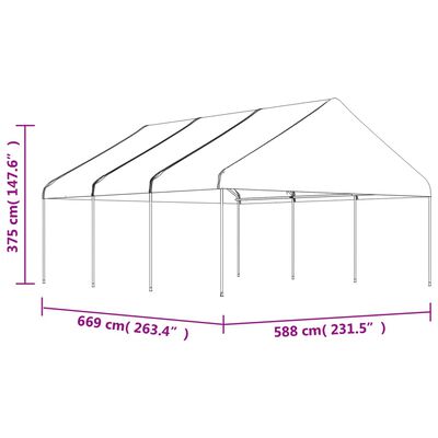 vidaXL Gazebo with Roof White 6.69x5.88x3.75 m Polyethylene