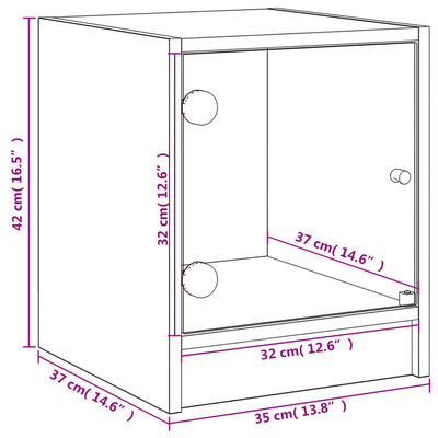 vidaXL Bedside Cabinets with Glass Doors 2 pcs Grey Sonoma 35x37x42 cm