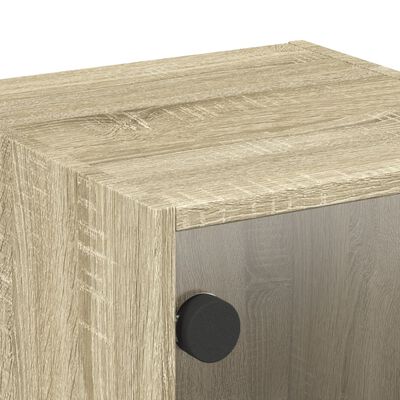 vidaXL Bedside Cabinets with Glass Doors 2 pcs Sonoma Oak 35x37x35 cm